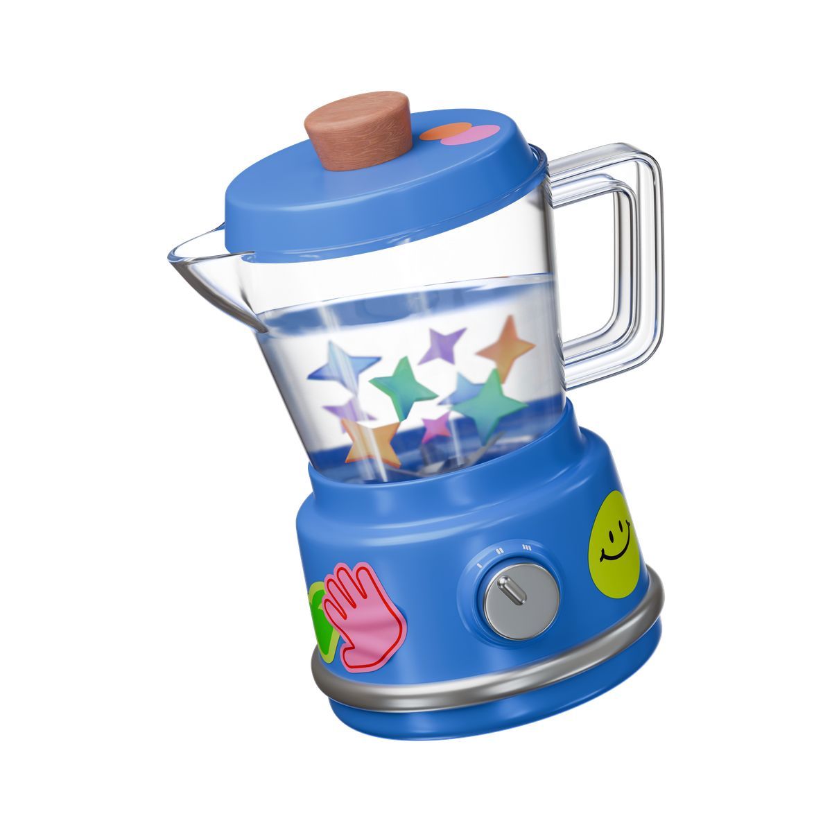icona blue blender mixer with stars 3d stickle stile