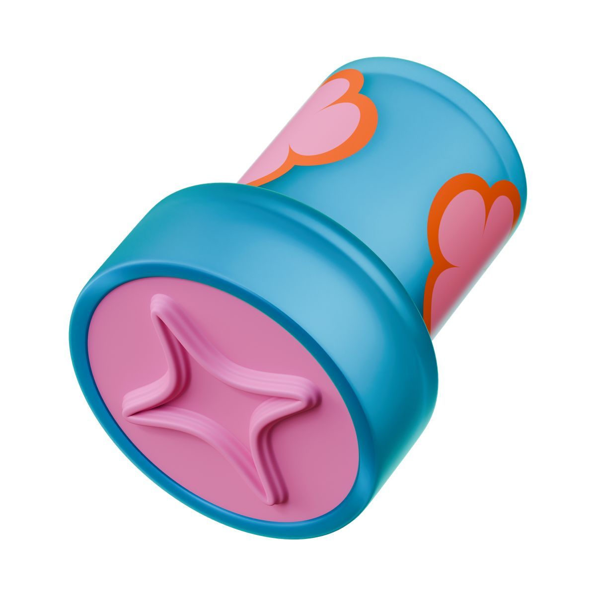 3d stickle style blue craft cylinder stamp with decorative ai star icon