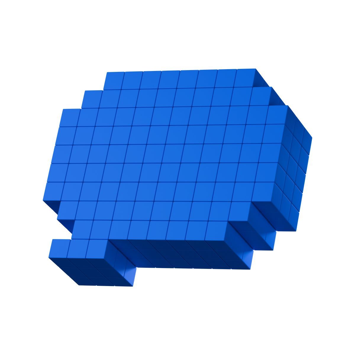3d stickle style blue voxel speech bubble icon