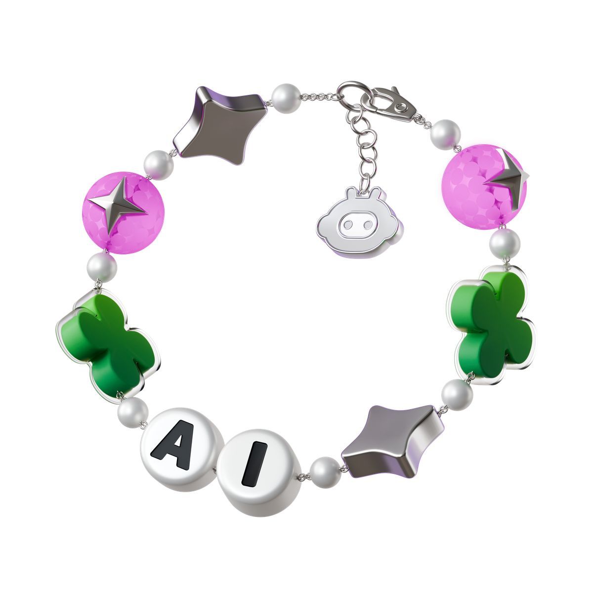 3d stickle style bracelet with charm and ai beads icon