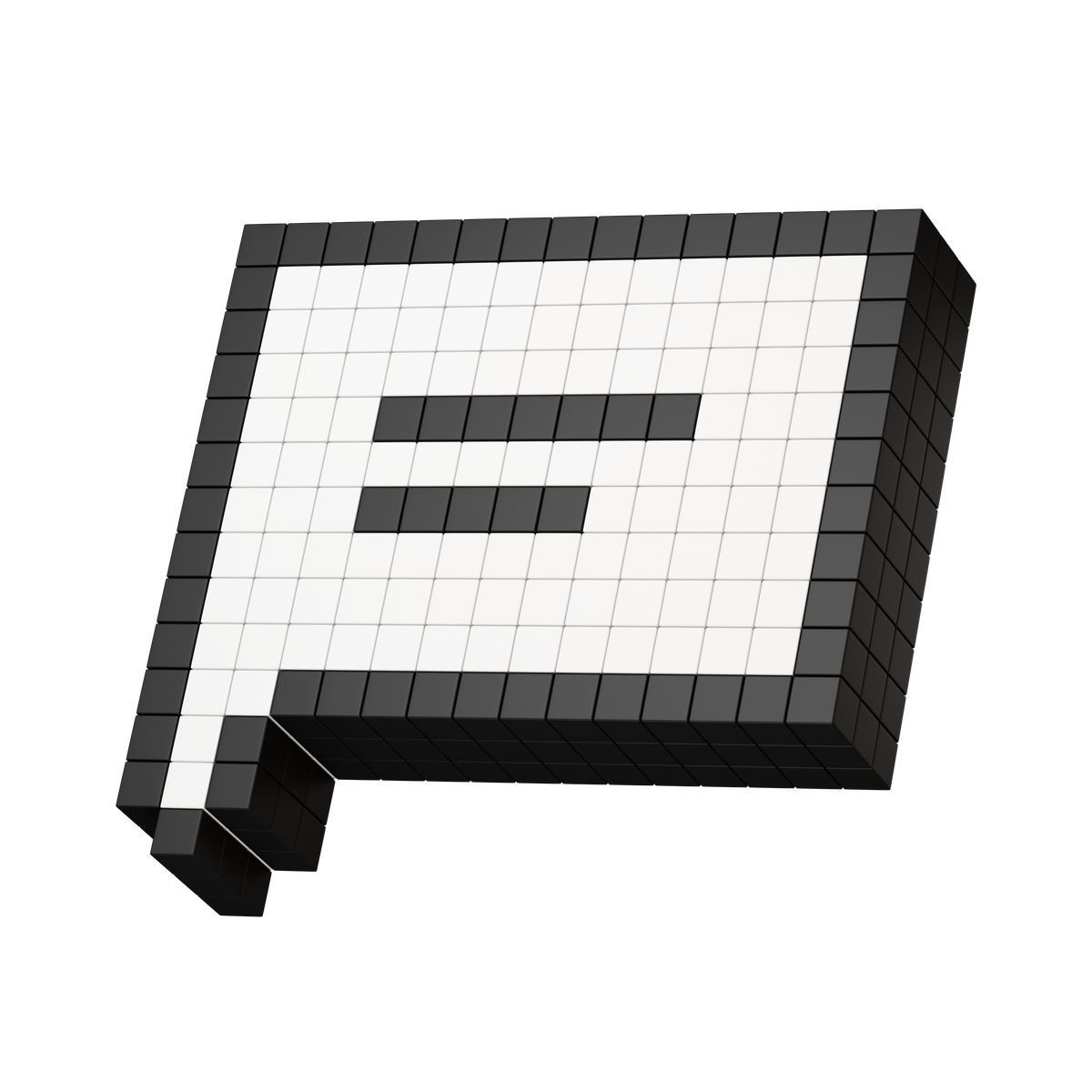 icona chat bubble constructed with black white blocks for online conversation 3d stickle stile