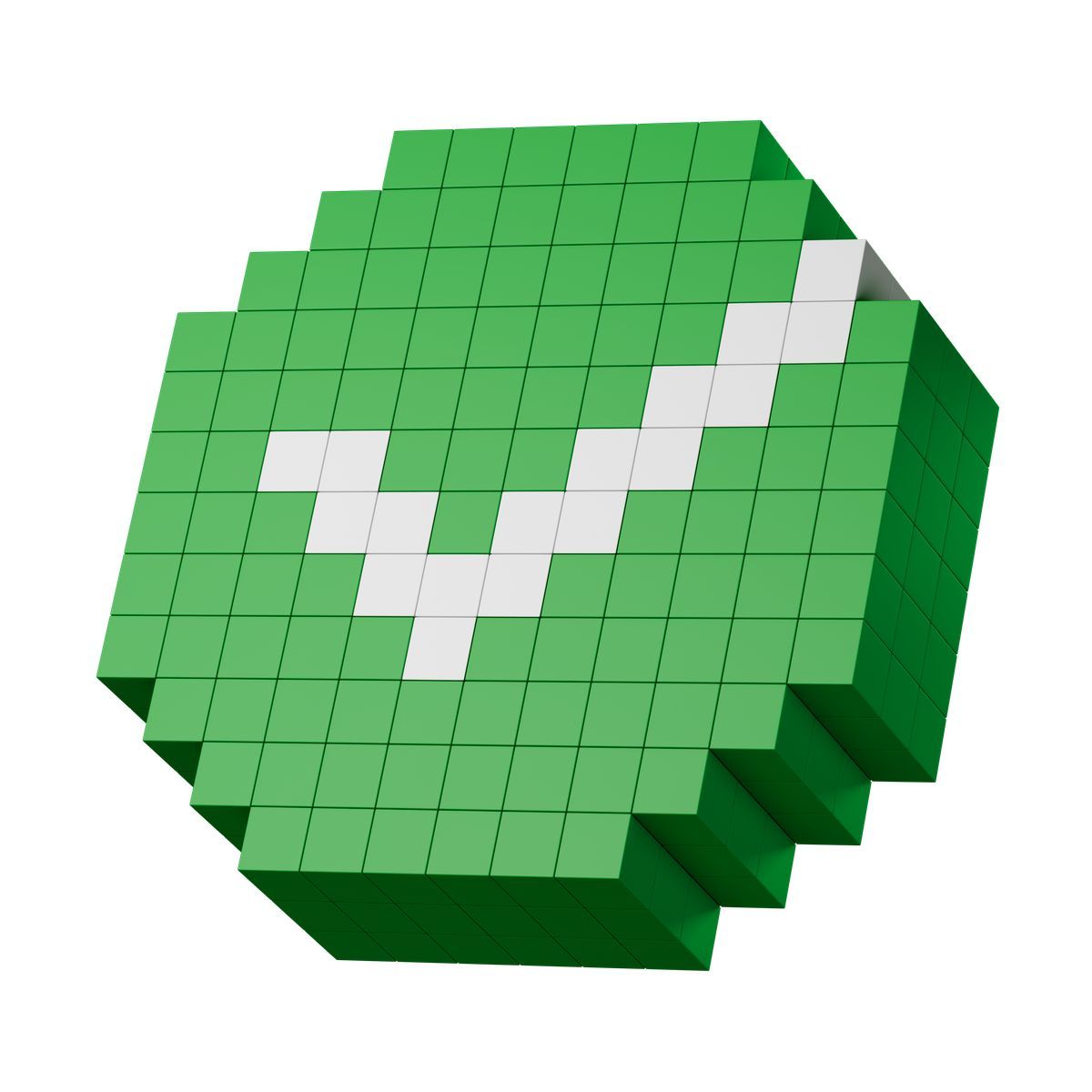 3d stickle 风格 checkmark pixelated approval symbol representing successful task or completed action 图标
