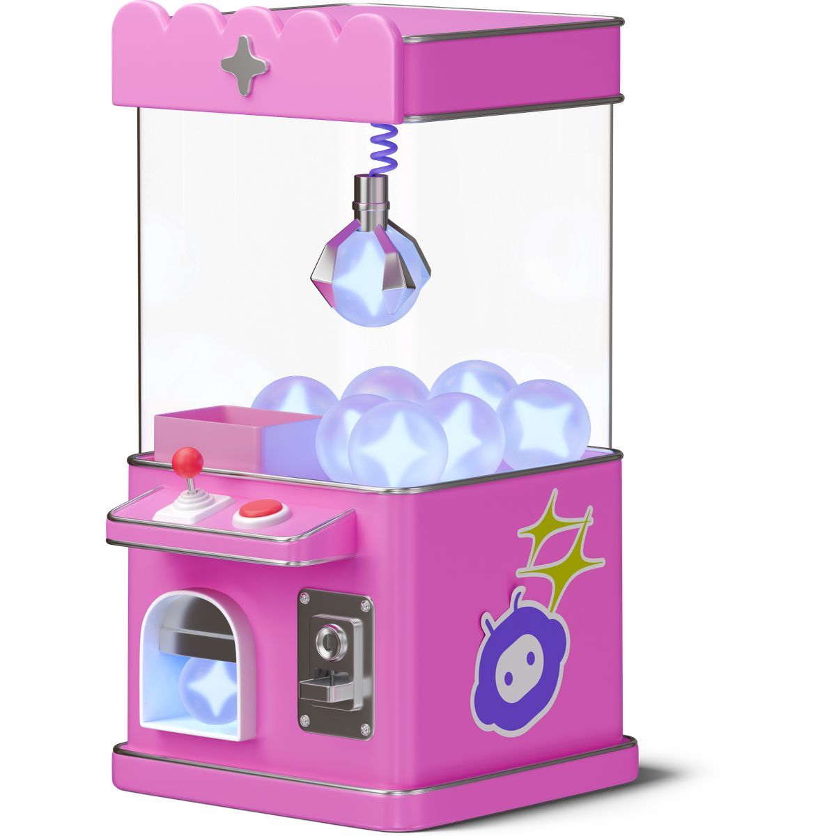 3d stickle style claw machine with ai spheres icon