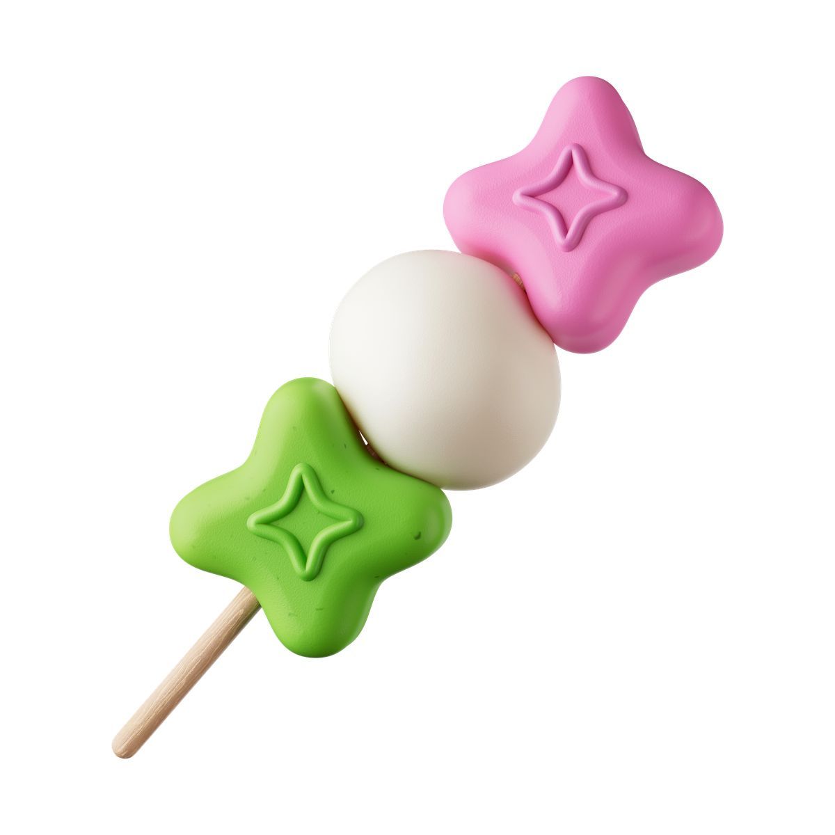 3d stickle 스타일 colorful festival snack dango with star shaped mochi pieces 아이콘