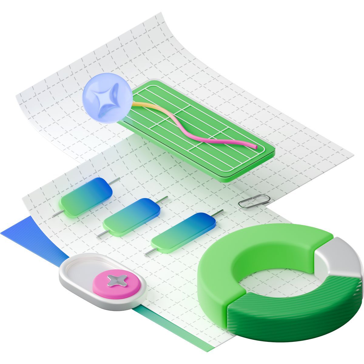 3d stickle style diagrams with ai icon