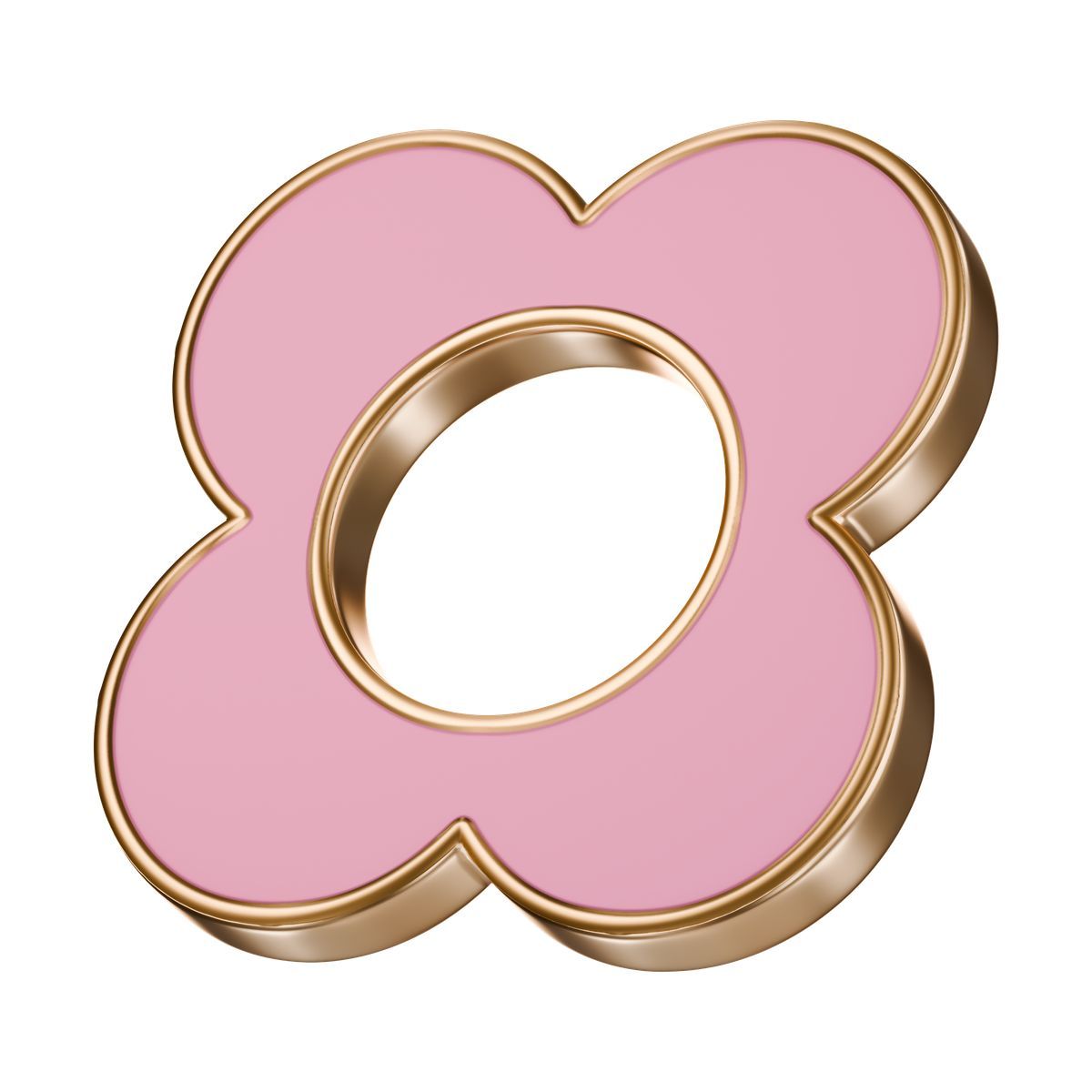 3d stickle style flower shaped enamel pin brooch with pink petals icon
