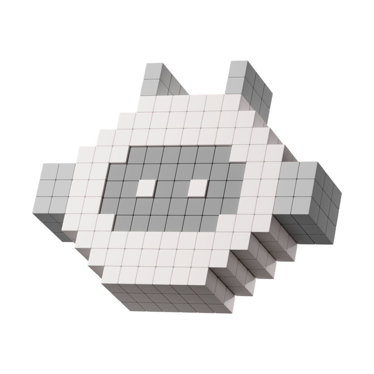 3d stickle style grey voxel robot head icon