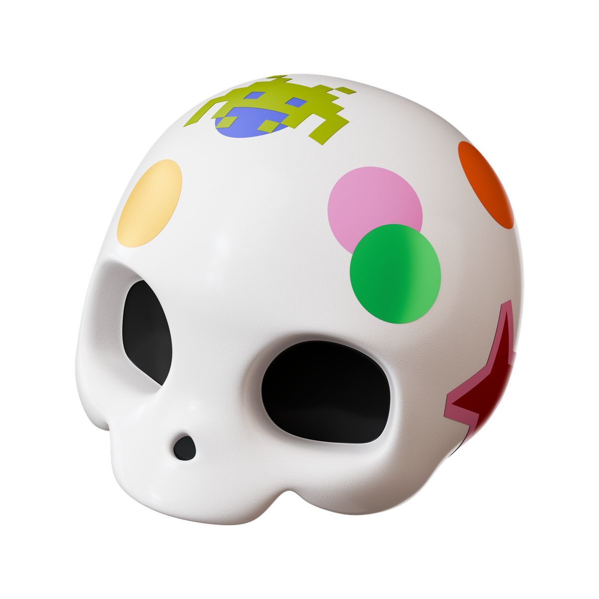 3d stickle style halloween skull with colorful stickers for spooky party decor icon