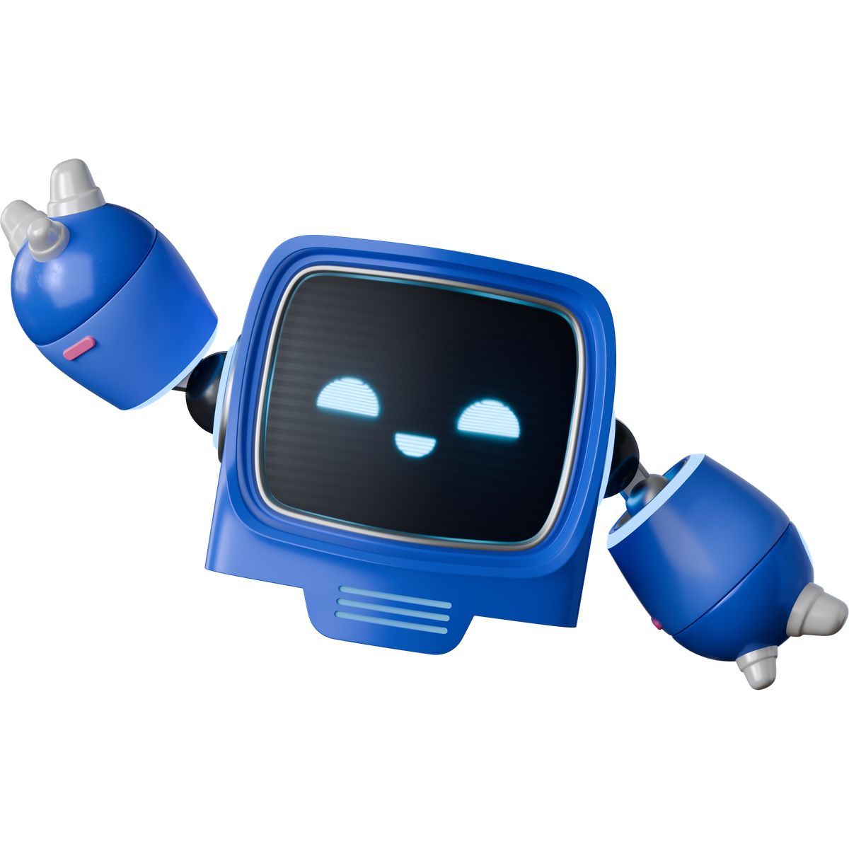 3d stickle style happy robot assistant waving hello icon