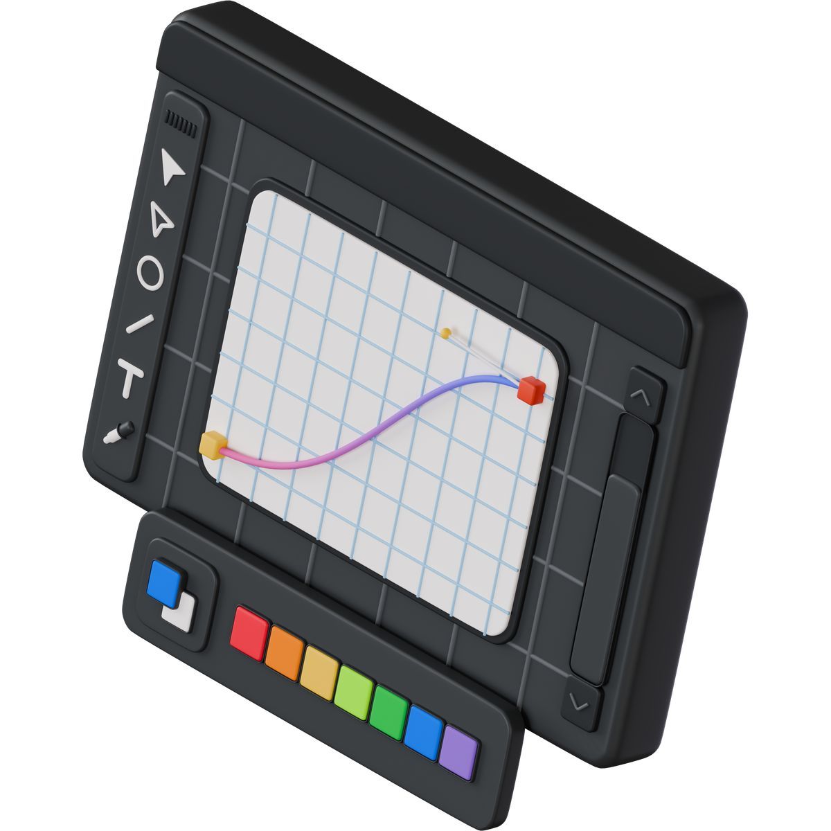 3d stickle style isometric view of graphic design program with tools icon