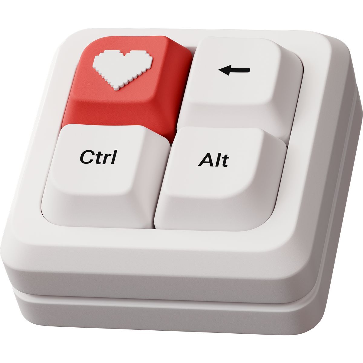 3d stickle style keyboard with heart keycap icon