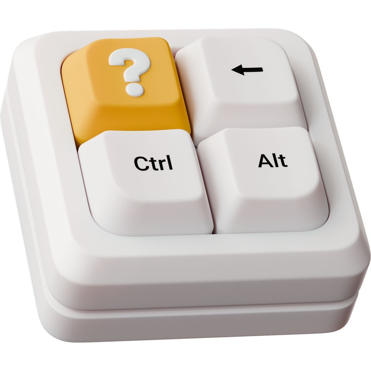 3d stickle style keyboard with question keycap icon