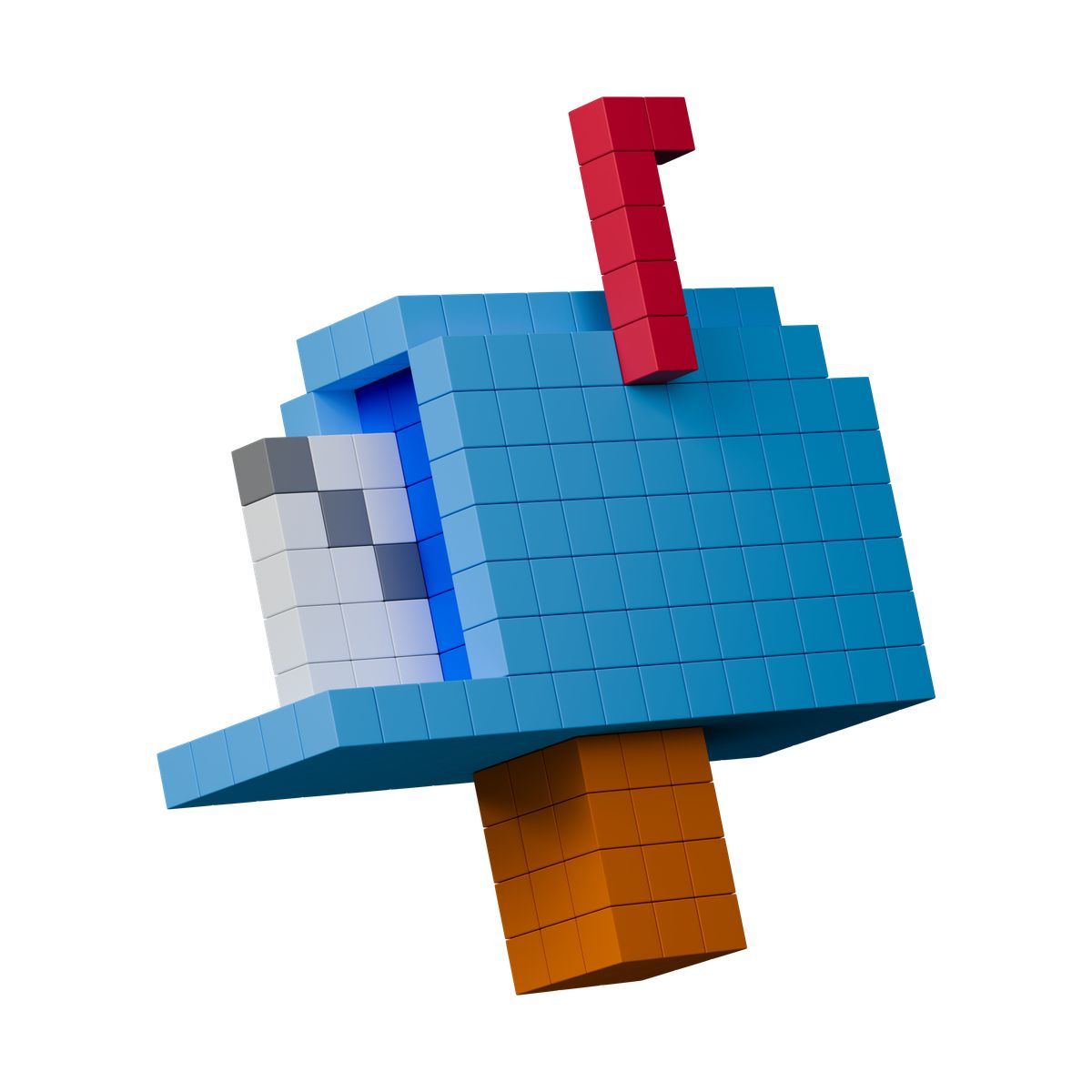 3d stickle style mailbox pixel art blue postbox with red flag and letter icon