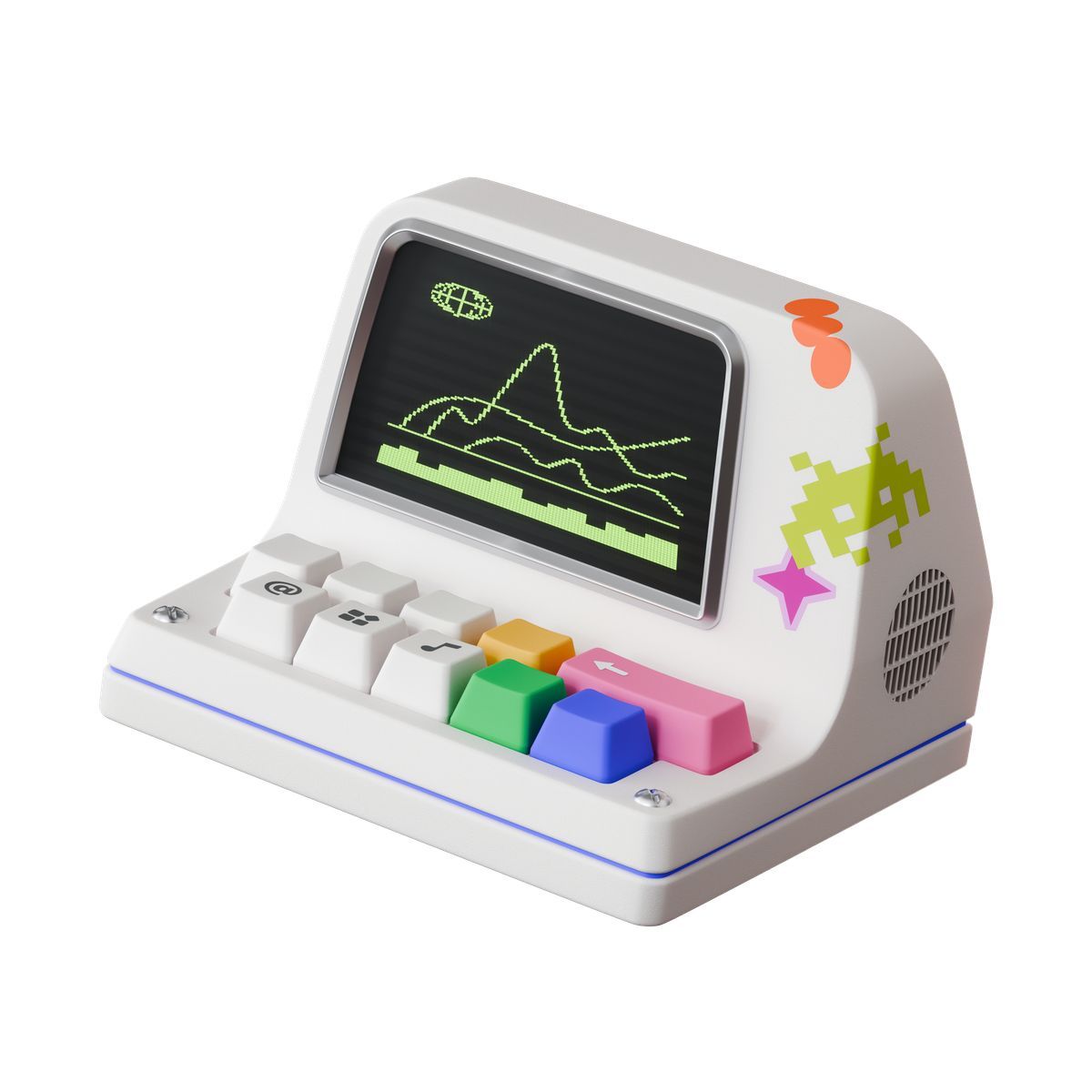 3d stickle style mini retro computer icon