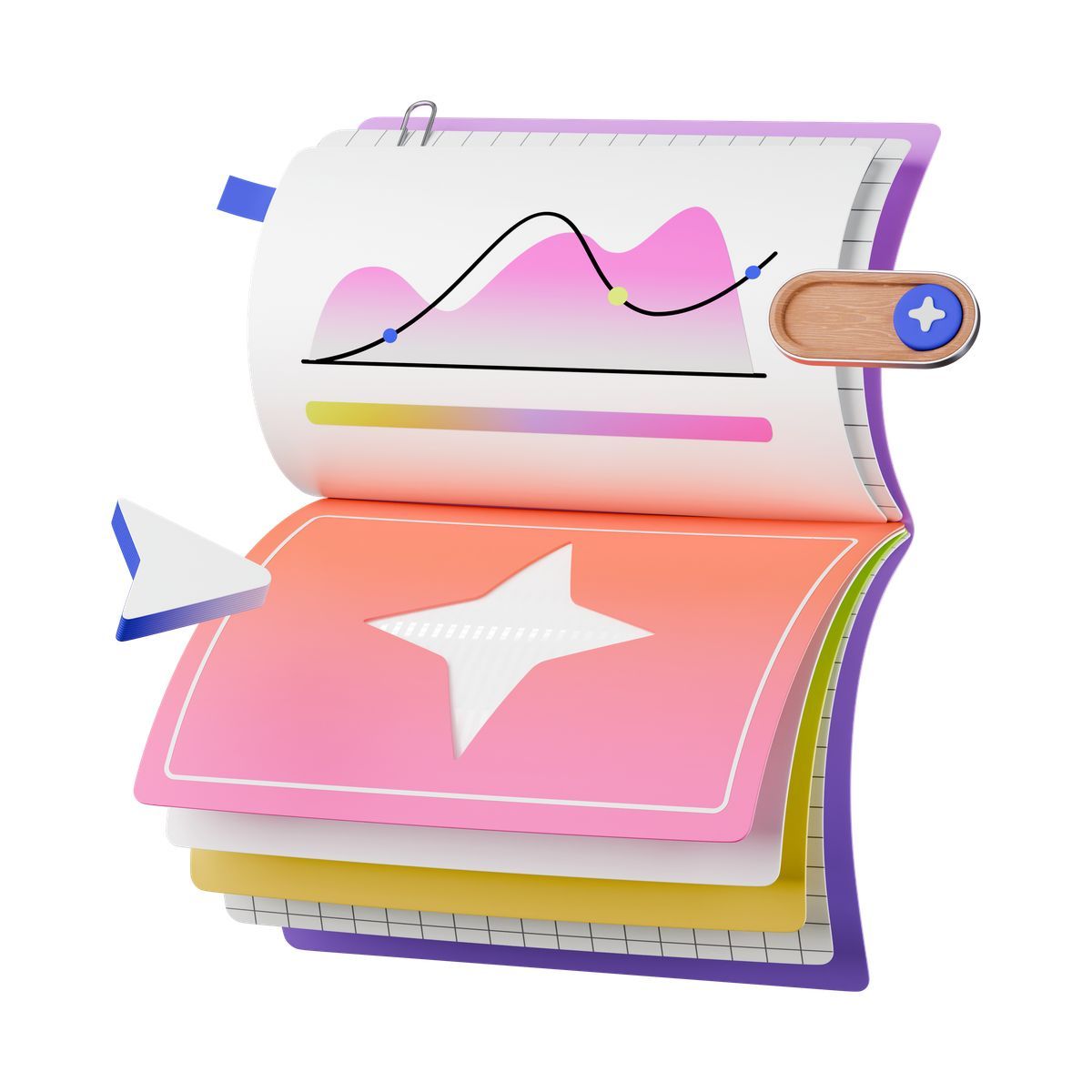 3d stickle スタイル notebook with ai data research アイコン