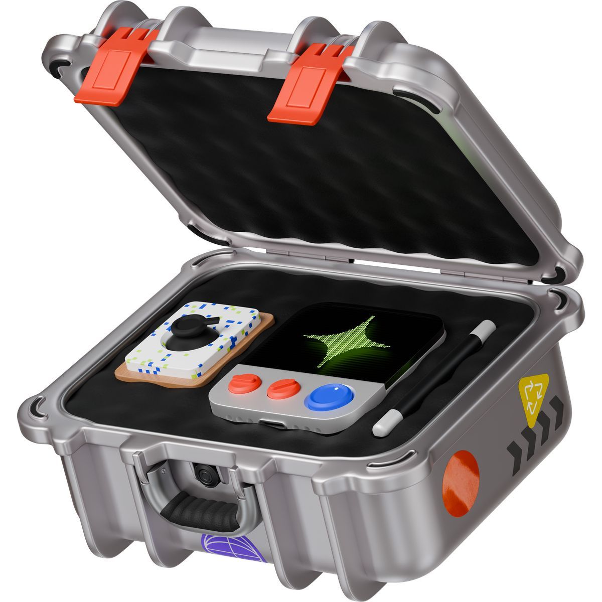 3d stickle style open pelican case with ai tools icon
