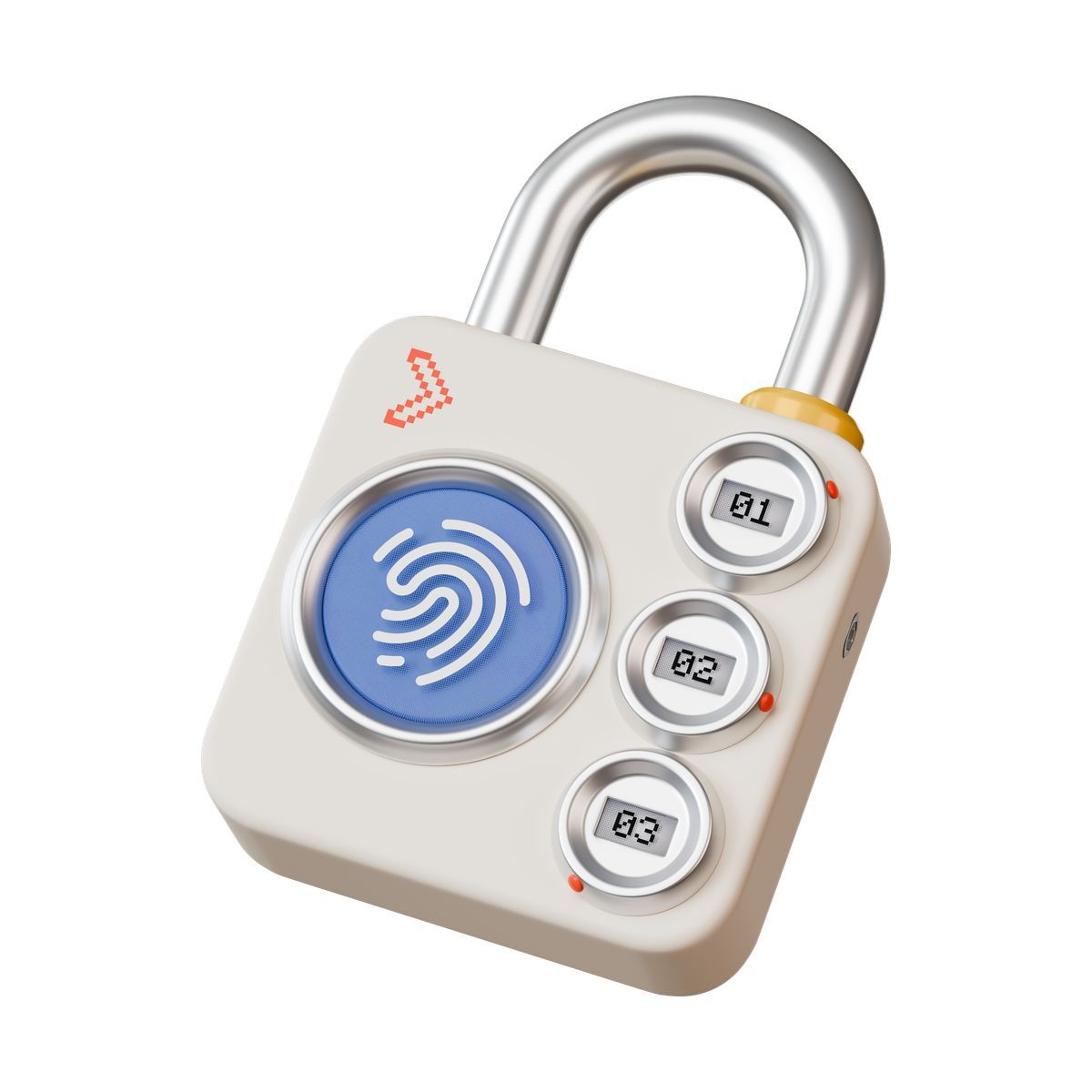 3d stickle style padlock with fingerprint scanner for digital data security icon
