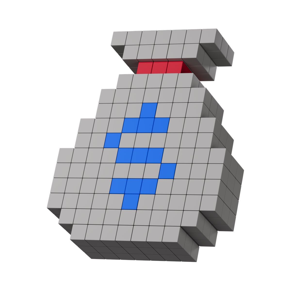 3d stickle style pixelated money bag made of voxel blocks for banking concept icon
