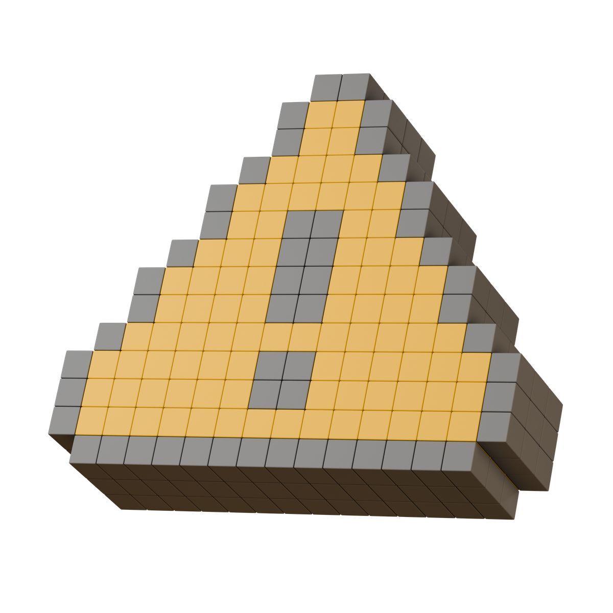 3d stickle 风格 pixelated warning sign with exclamation mark for caution 图标