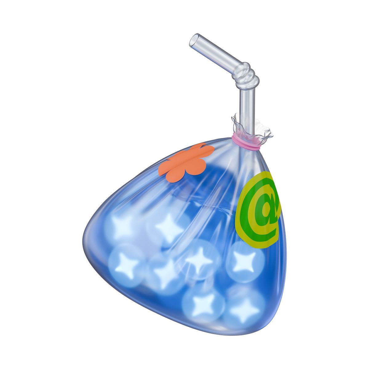 3d stickle style plastic bag with ai stars icon