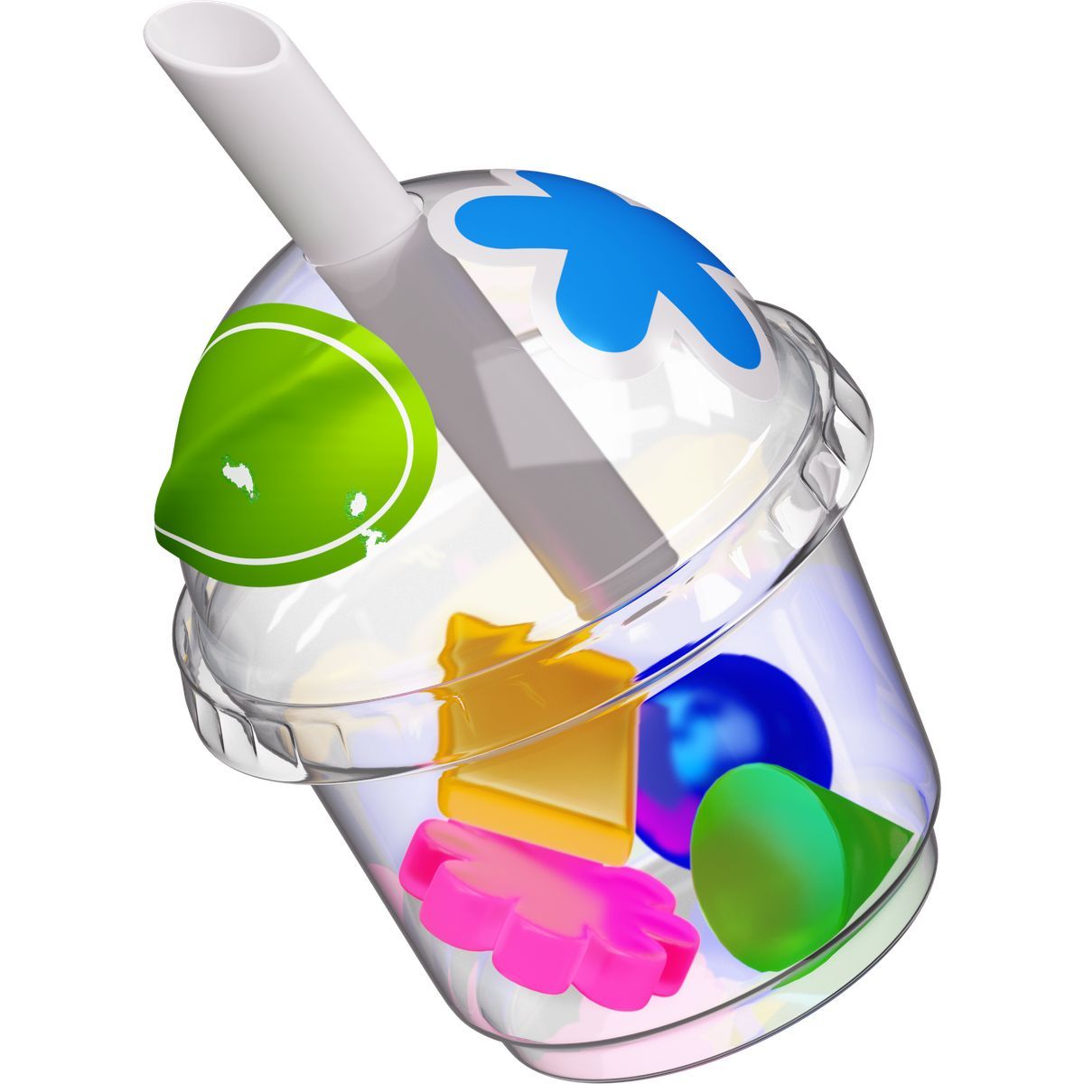 3d stickle style plastic cup with abstract figures and stickers icon
