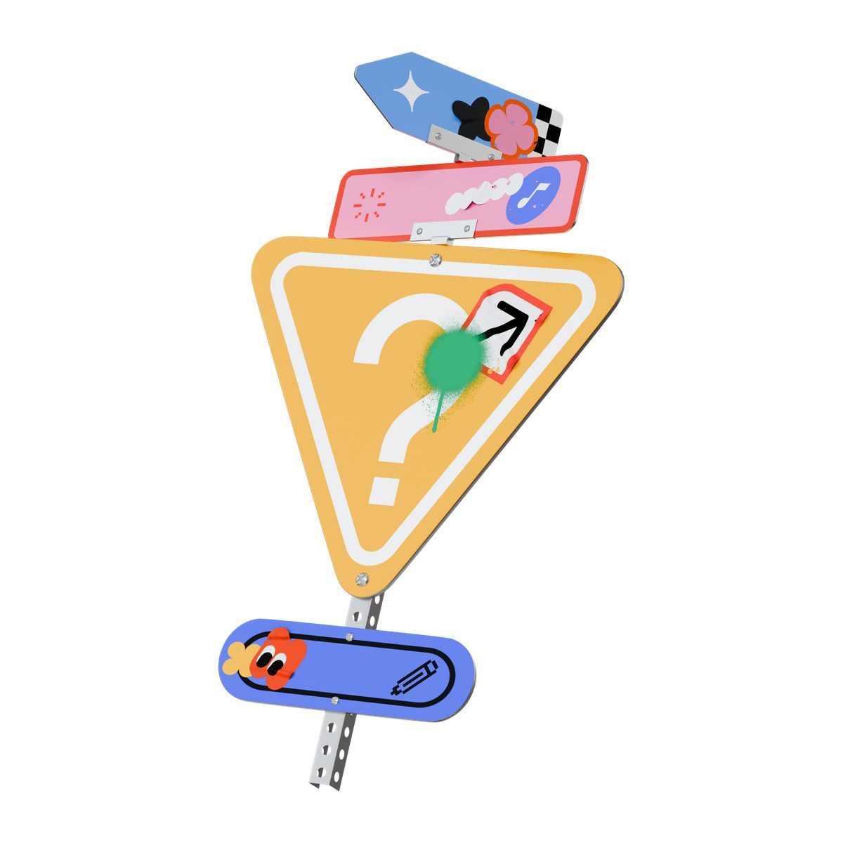 3d stickle style question sign with stickers icon