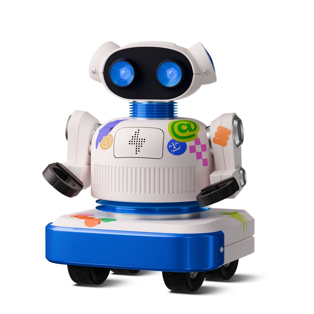 3d stickle 스타일 retro robot assistant with stickers 아이콘