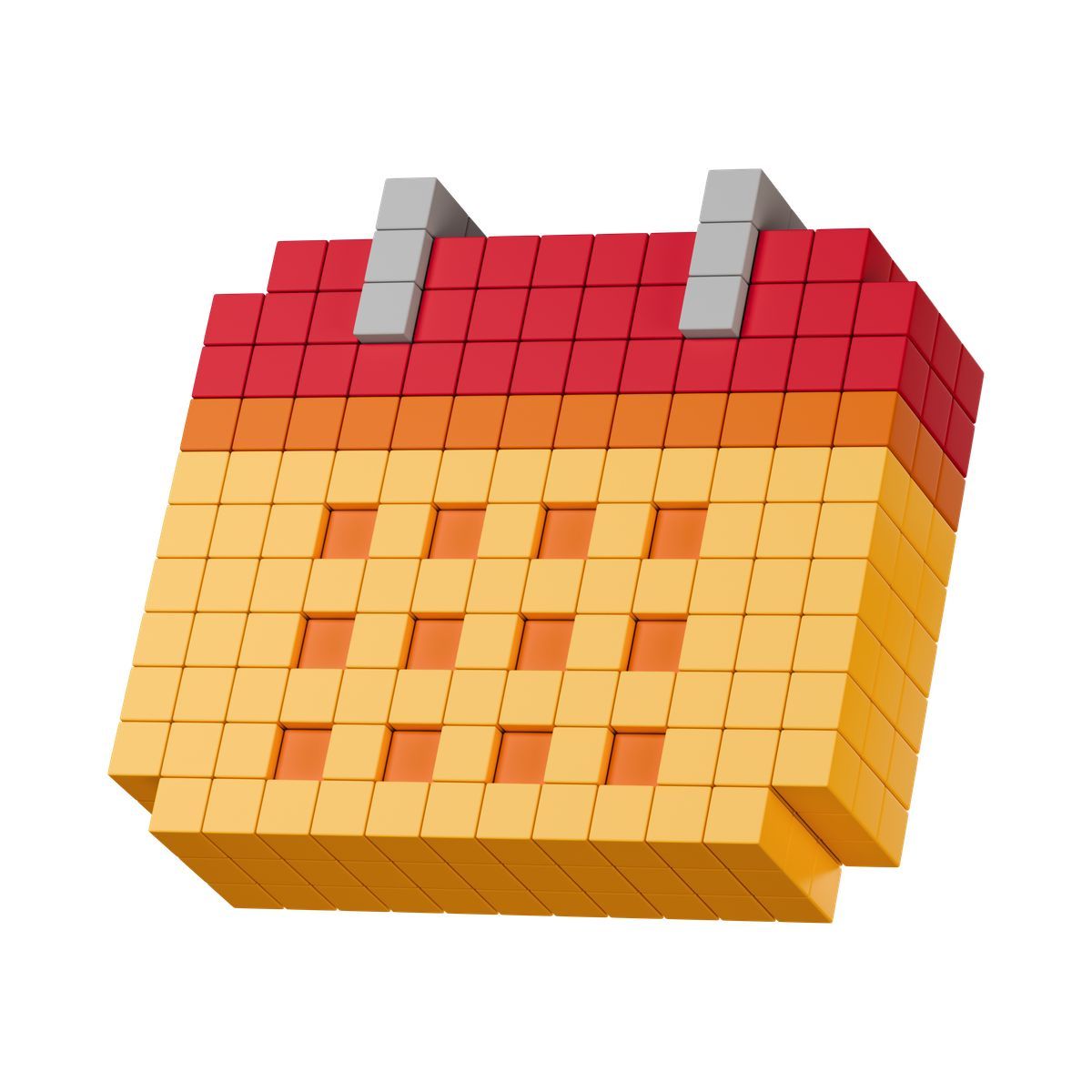 3d stickle Stil schedule pixelated calendar block with date squares and metal rings Icon