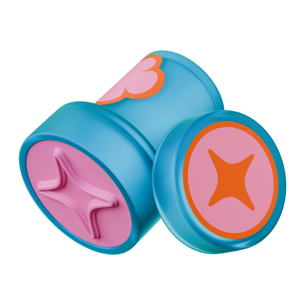3d stickle style stamp toy with ai star shape and colorful plastic cylinder icon