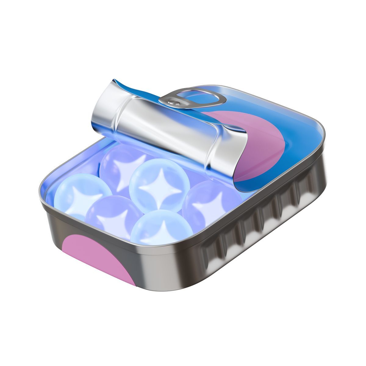 3d stickle style tin can with ai spheres icon