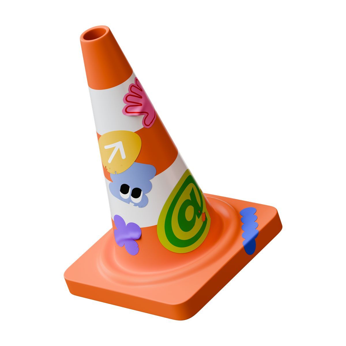 icona traffic safety cone with colorful stickers 3d stickle stile