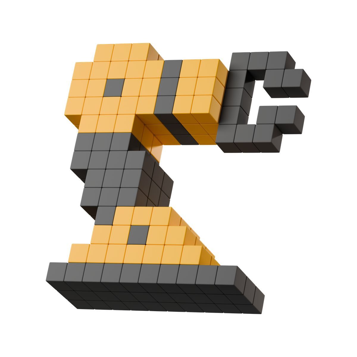 3d stickle style voxel robotic arm icon