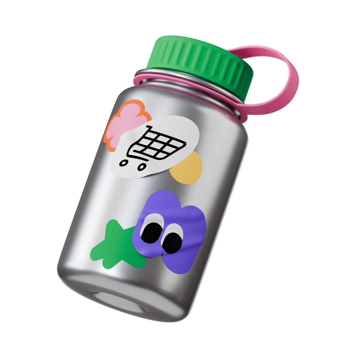 3d stickle style water bottle with stickers icon