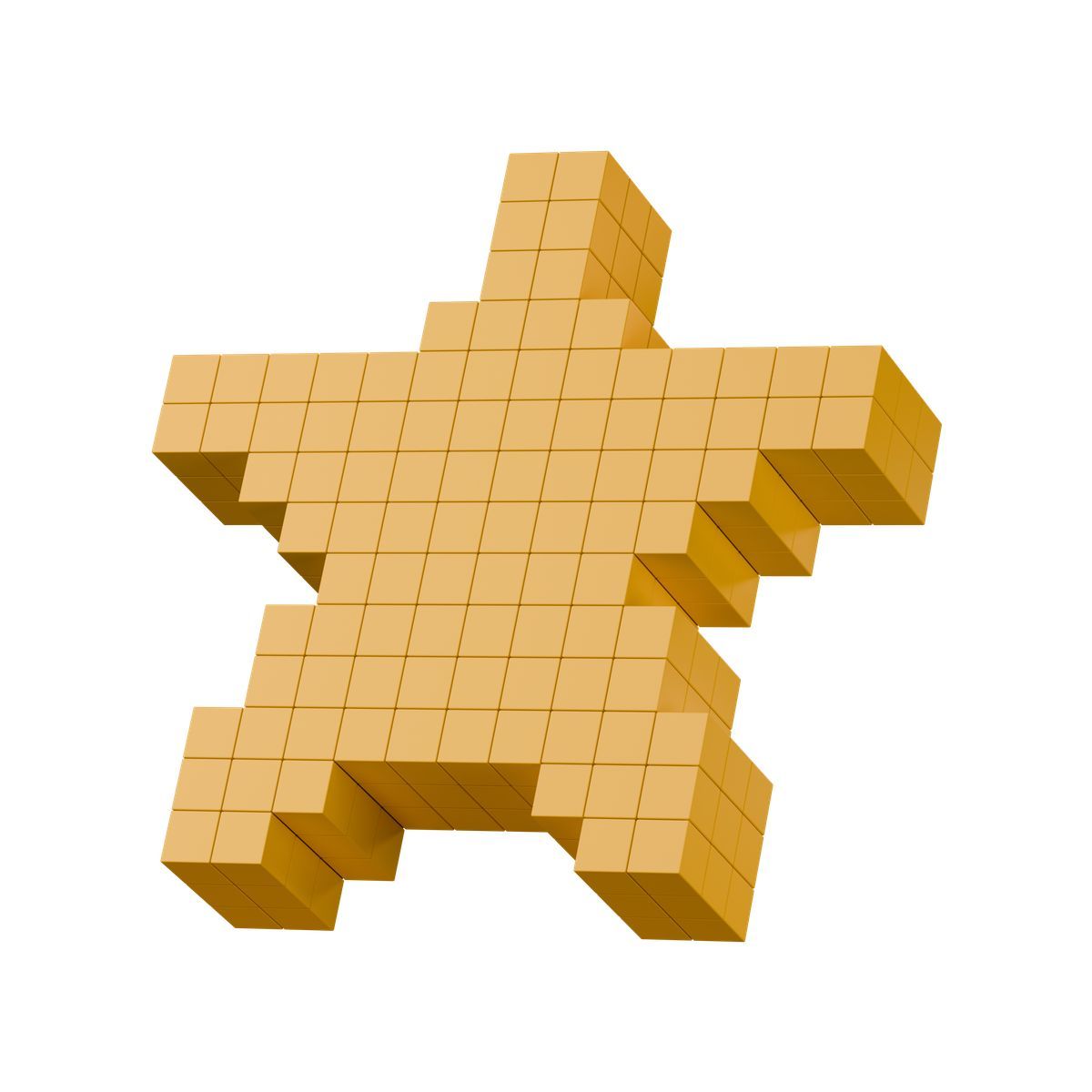 3d stickle style yellow cubic rating star made from voxel blocks for gamification icon