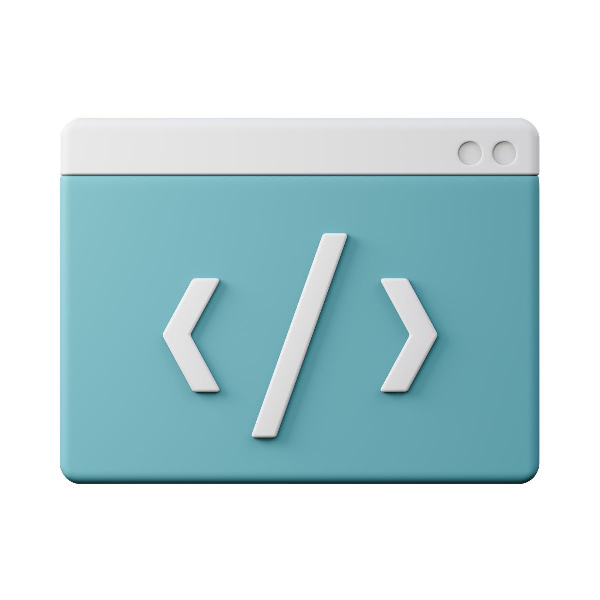 3d sugary style browser window with code symbol, software development and programming icon