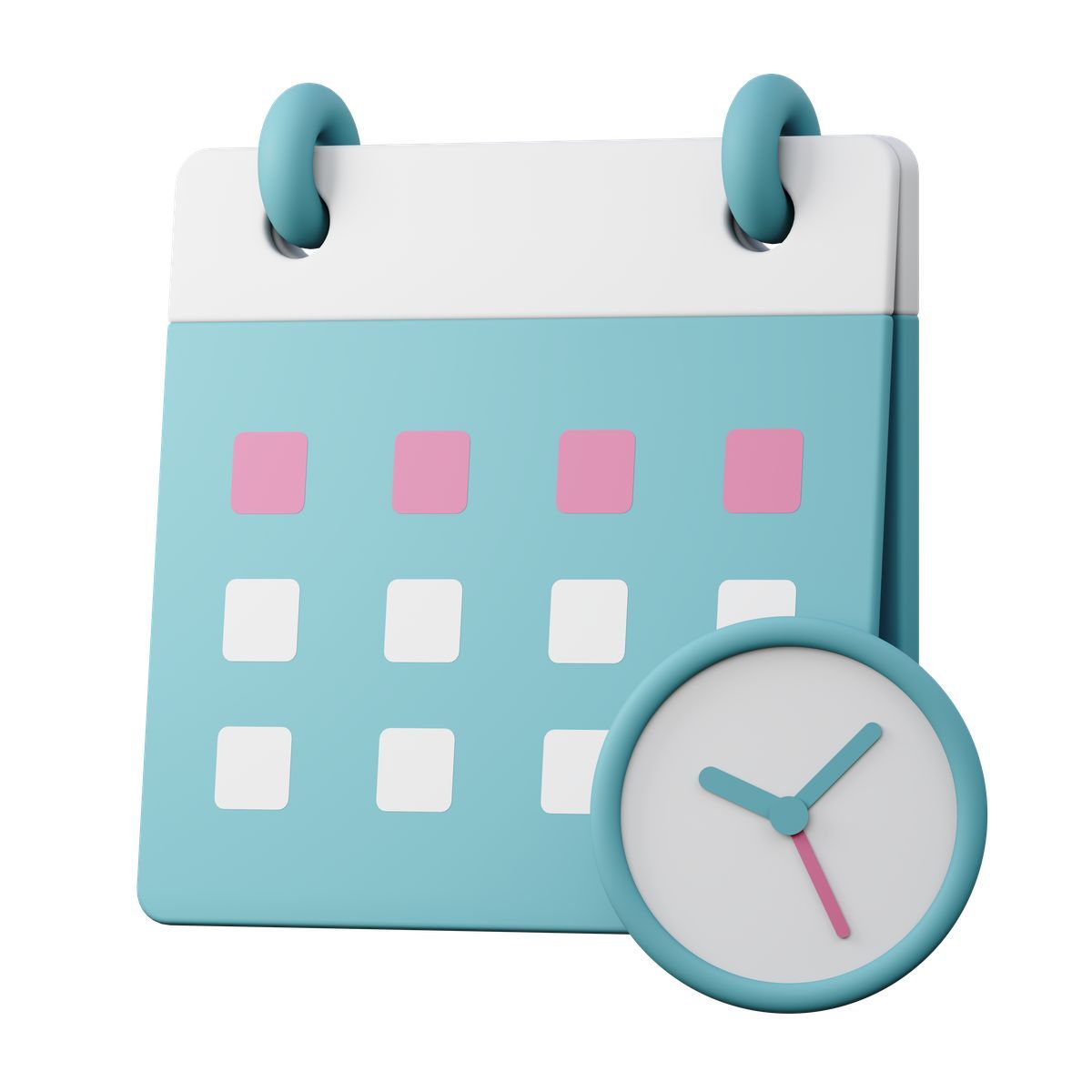 3d sugary style calendar and clock icon