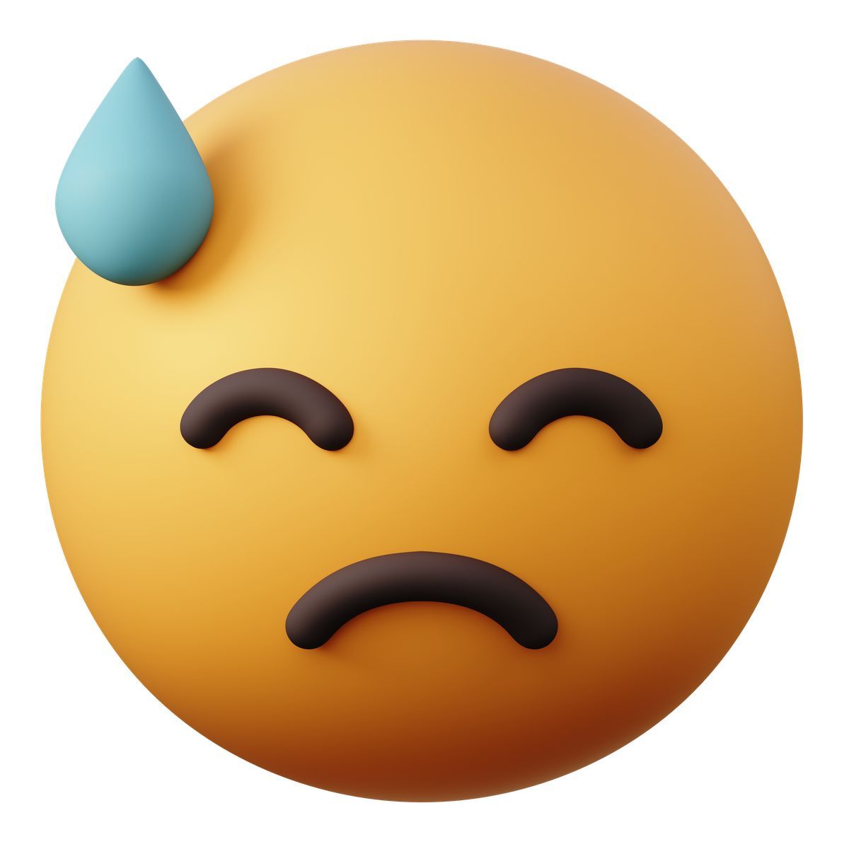 3d sugary style emoji downcast face with sweat icon