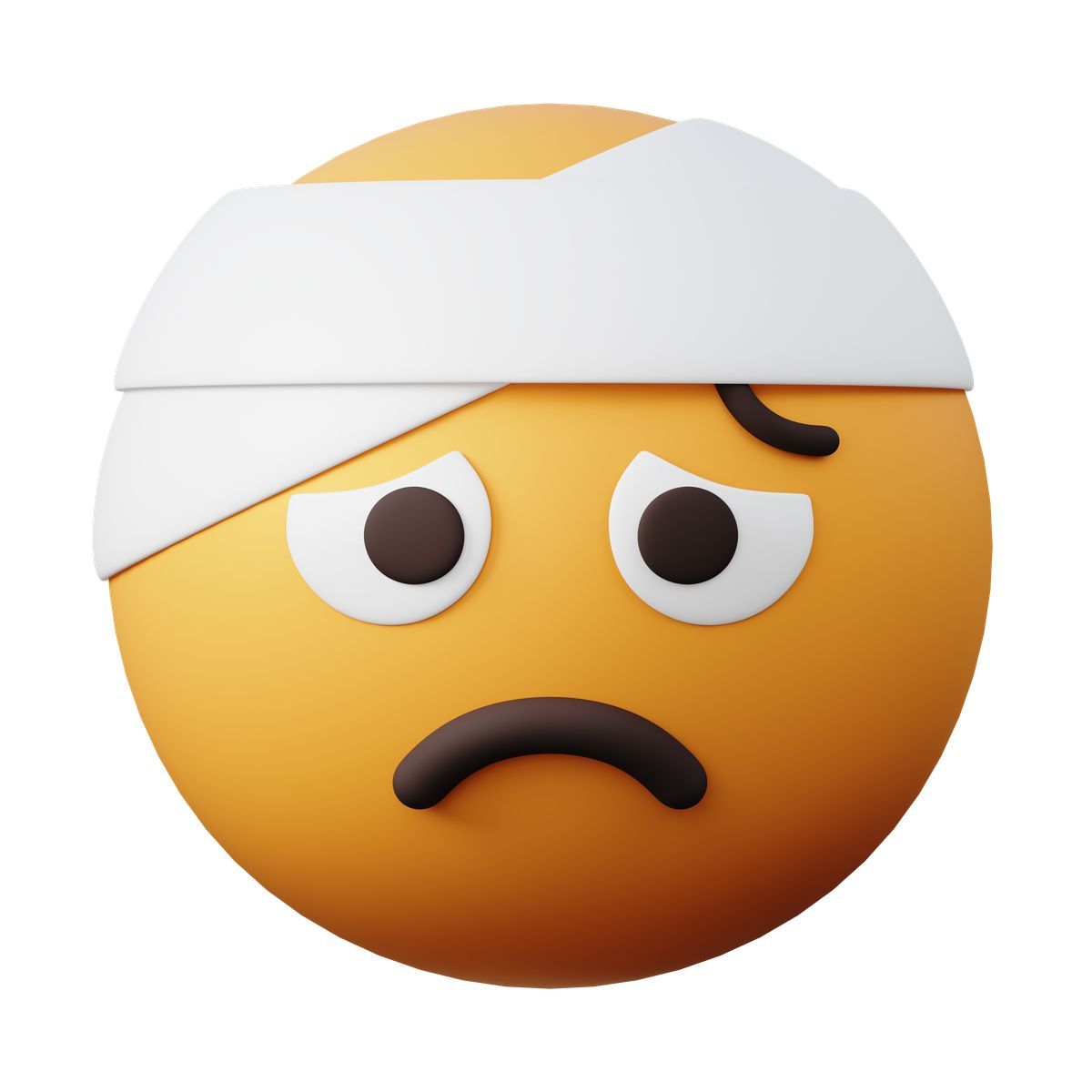 3d sugary style emoji faccia con benda sulla testa icon