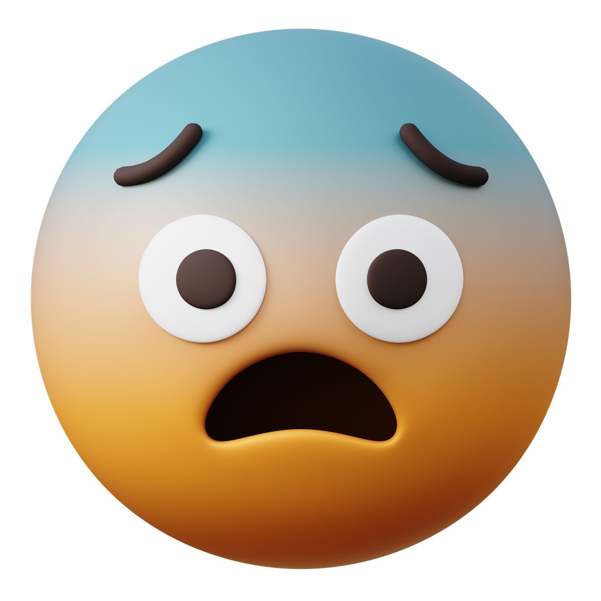 3d sugary style fearful face emoji with wide eyes and open mouth icon