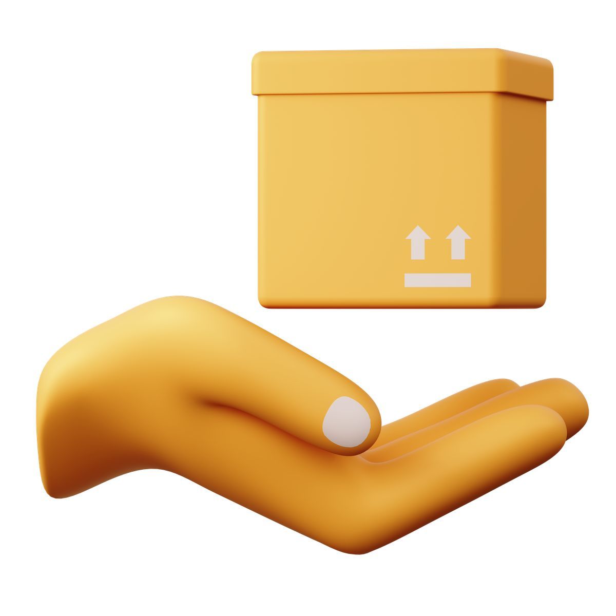 3d sugary style hand with package icon