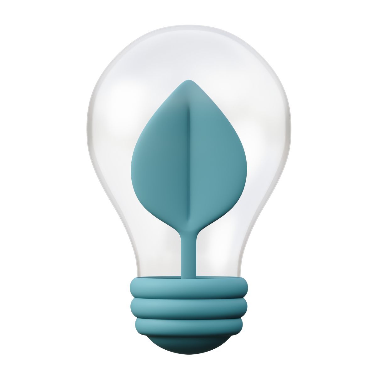 3d sugary style lightbulb with leaf inside, sustainable energy innovation icon