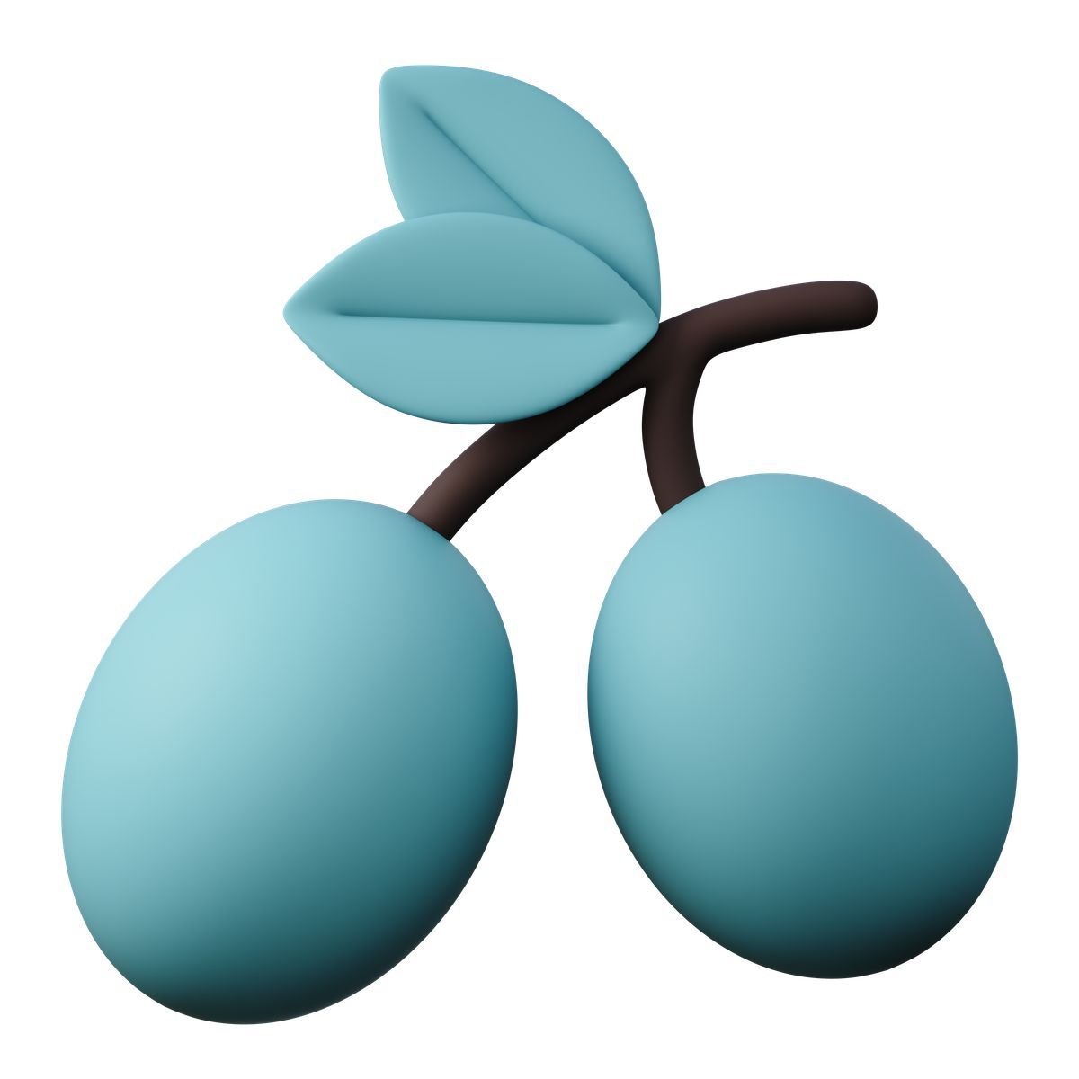 3d sugary style olives on twig with leaves, natural food and organic farming icon
