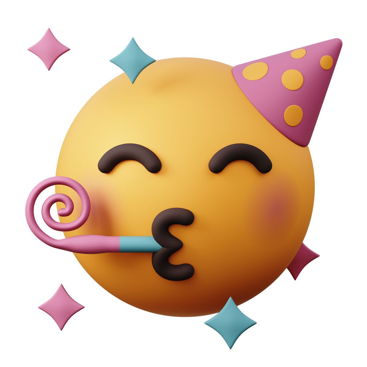 3d sugary style partying face emoji icon