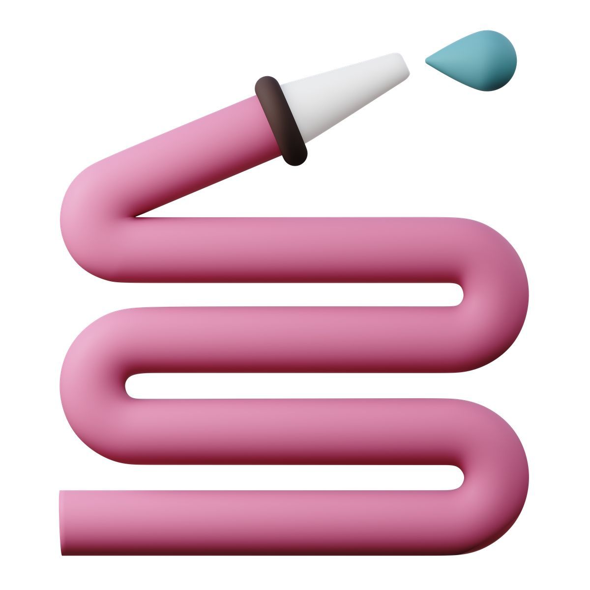 3d sugary style pink folded hose with water drop icon