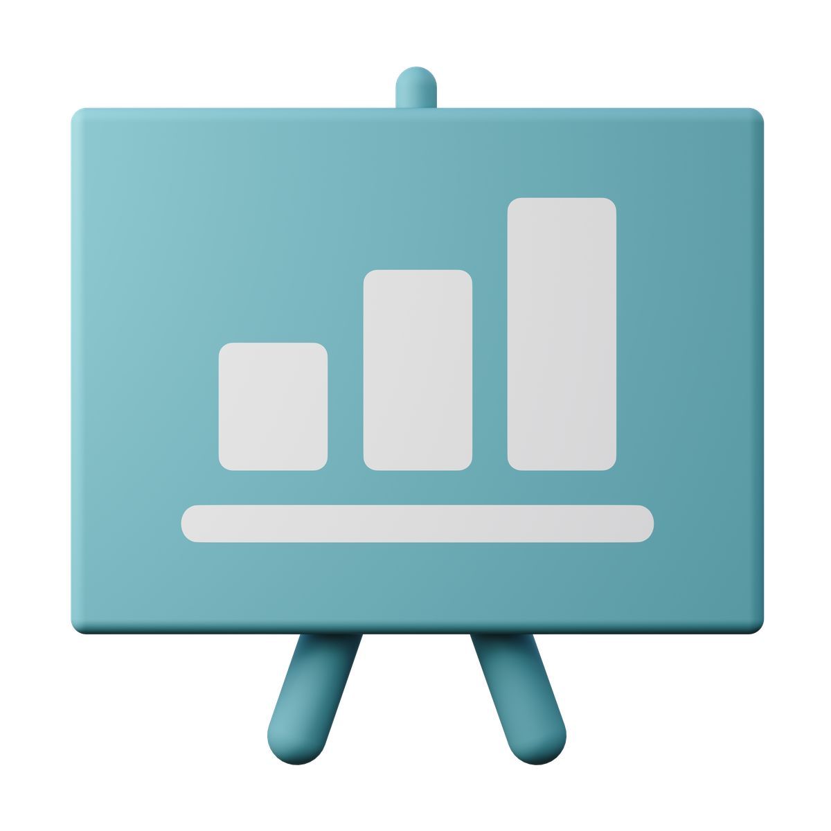 3d sugary style presentation board with rising bars, data analytics and business reporting icon