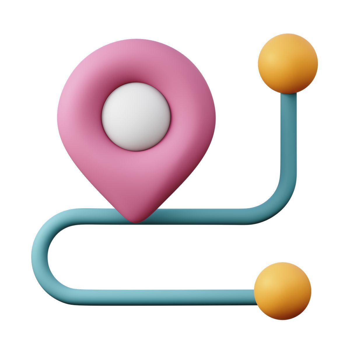 3d sugary style route with location pin and endpoints, order tracking and delivery status icon