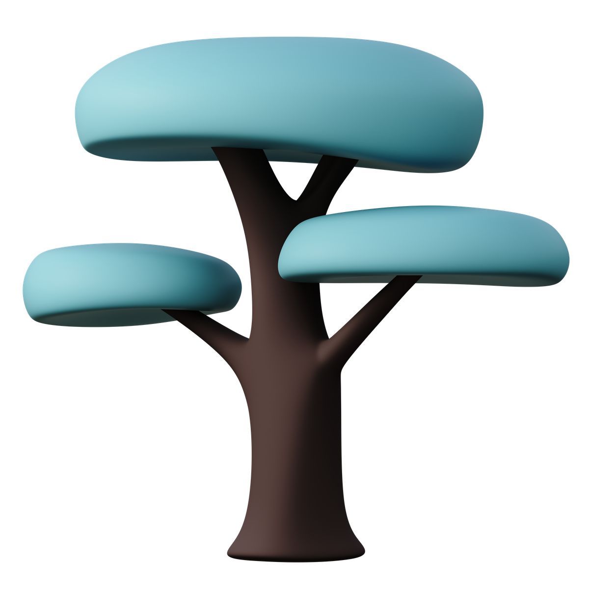 3d sugary style simple african savanna acacia tree icon