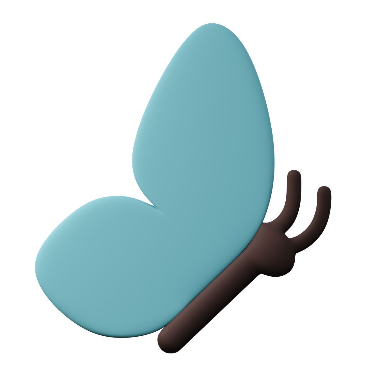 icona turquoise butterfly side view 3d sugary stile