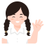 student girl school hand gesture woman greeting icon