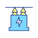 trasformatore di potenza blu e giallo icon